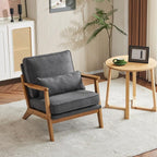 VINGLI Solid Wood Wide Armrests Accent Chair Set of 2, Upholstered Mid Century - Image 9