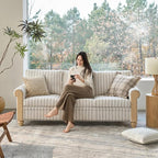 EcoHarbor Living 3-Seater Couch, Stripe 81" Mid-Century Modern Upholstered Sofa by ECOHARBOR