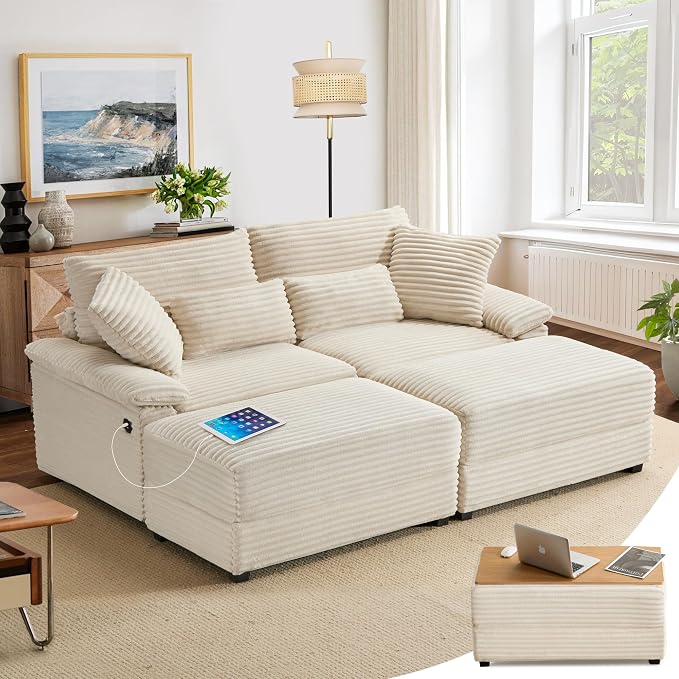 SUNWAVE 74" W Double Chaise Lounge Chair Indoor, Oversized Loveseat by SUNWAVEHOME