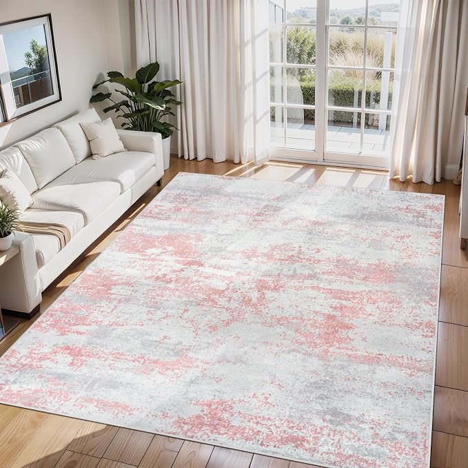 Aelenmu 6x9 Area Rugs for Living Room Washable Bedroom Dining Room Pink | - Image 9