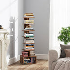 TUTOTAK Narrow Bookshelf, Vertical 8-Tier Bookcase, Spine Book Shelf - Image 3