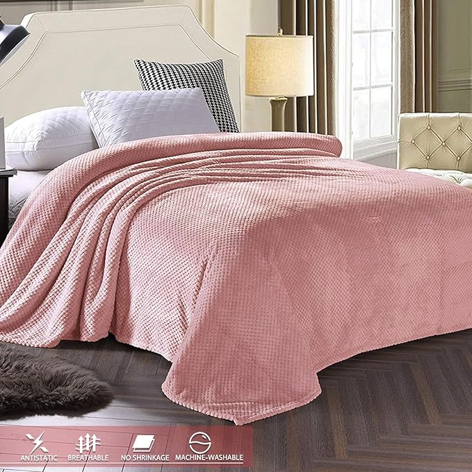 Exclusivo Mezcla Soft Waffle Fleece Bed Blanket King Size, Cozy Flannel - Image 3