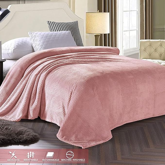 Exclusivo Mezcla Soft Waffle Fleece Bed Blanket Twin XL Size, Cozy Fluffy Design - Image 3