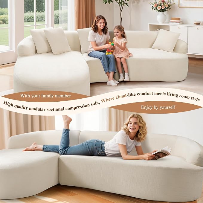 99" Curved Sectional Sofa with Chaise, Modern Boneless Couch with Deep Seat - Image 6