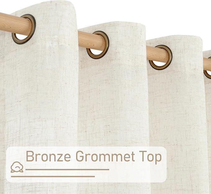 Short Sheer Linen Curtains 30 inches Long, Bronze Grommet Linen Drapes Light - Image 4