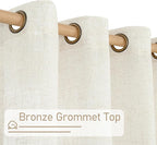 Linen Curtains 63 Inch Length for Living Room, Linen Light Filtering Boho Semi - Image 4