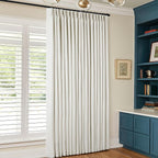 Extra Wide 92 Inch Pinch Pleat Linen 100% Blackout Curtains Natural 1 Panel | 2 - Image 7