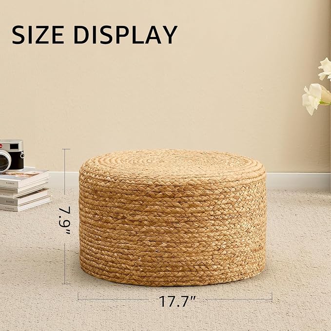 Handwoven Seagrass Ottoman Stool — Natural Round Footstool, Eco‑Friendly Accent - Image 2