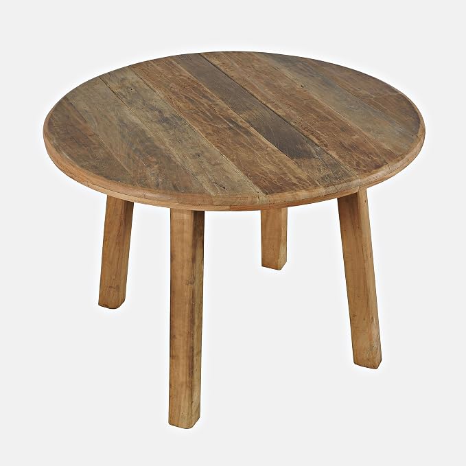 Jofran Reclamation 42" Rustic Reclaimed Solid Wood Round Dining Table - Image 9