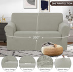 U-NICE HOME Loveseat Cover Stretch Couch Cover Sofa Slipcover, Taupe | 2 - Image 3