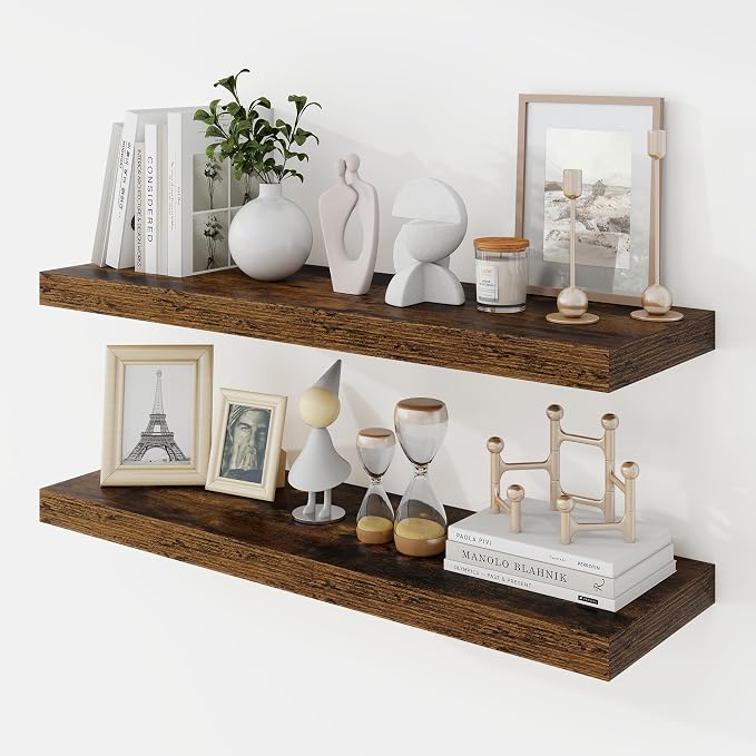 Acovy 30 Inch Floating Shelves, 9.3" Deep Floating Shelf Wall Mounted, Rustic by Acovy