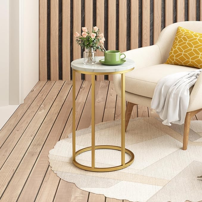 Function Home C Table End Table, Marble C Shaped Sofa Side Table, Couch Tables - Image 6