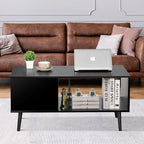 ZenStyle Mid Century Modern Coffee Table, Wooden Retro Coffee Table - Image 2
