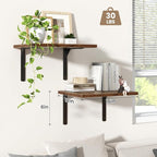 Fun Memories Rustic Brown 12 Inch Deep Floating Shelves Set of 2, Wall Mounted - Image 4