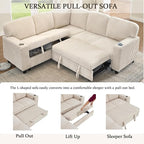 L-Shaped Sectional Couch with Storage and Pull Out Bed, Convertible Sofa Bed - Image 5