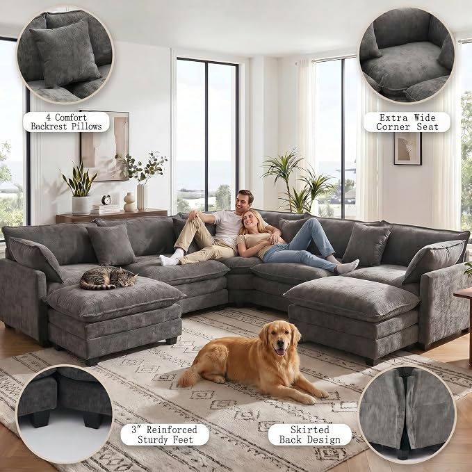 111.4" V-Shaped Corner Couch Sectional - Image 6