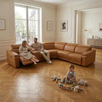 Power Recliner Sectional Sofa, L-Shaped Living Room Furniture Set, Light Brown - Image 6