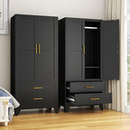 GAIOUS Steel Armoire Wardrobe Closet, 1 Adjustable Shelf and 2 Drawers by GAIOUS