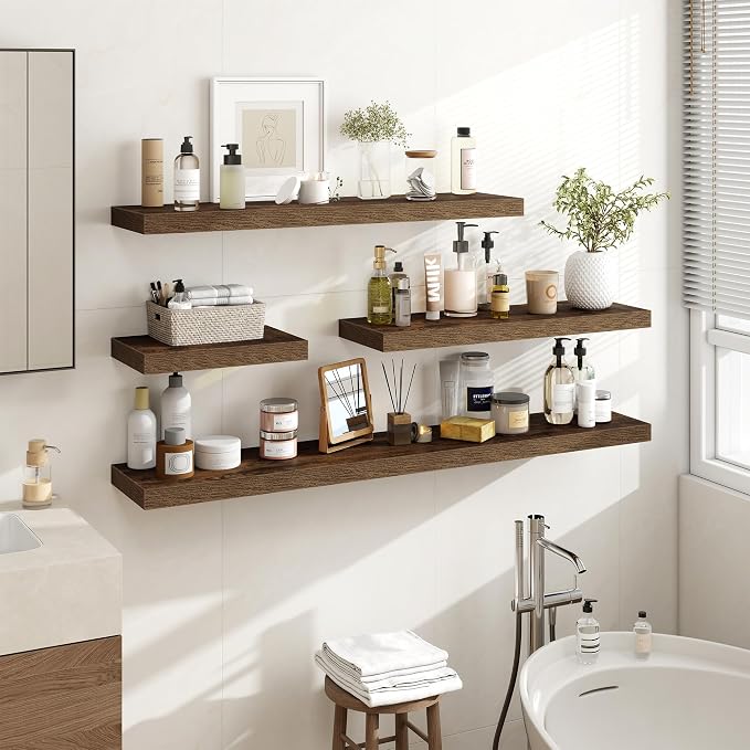 Acovy 55 Inch Floating Shelves, Wooden Shelves - Image 2