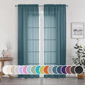 Teal Sheer Curtains 84 inches Long 2 Panels Set, Light Filtering Rod Pocket by OWENIE