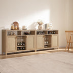 SICOTAS Rattan Coffee Bar Cabinet, Farmhouse Liquor Cabinet - Image 8