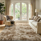 6x9 Large Tie-Dyed Beige Fluffy Area Rug Non-Slip - Image 2