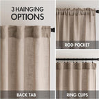 MIULEE Taupe Short Linen Curtains 52x45 Inch Length 2 Panels - Image 3