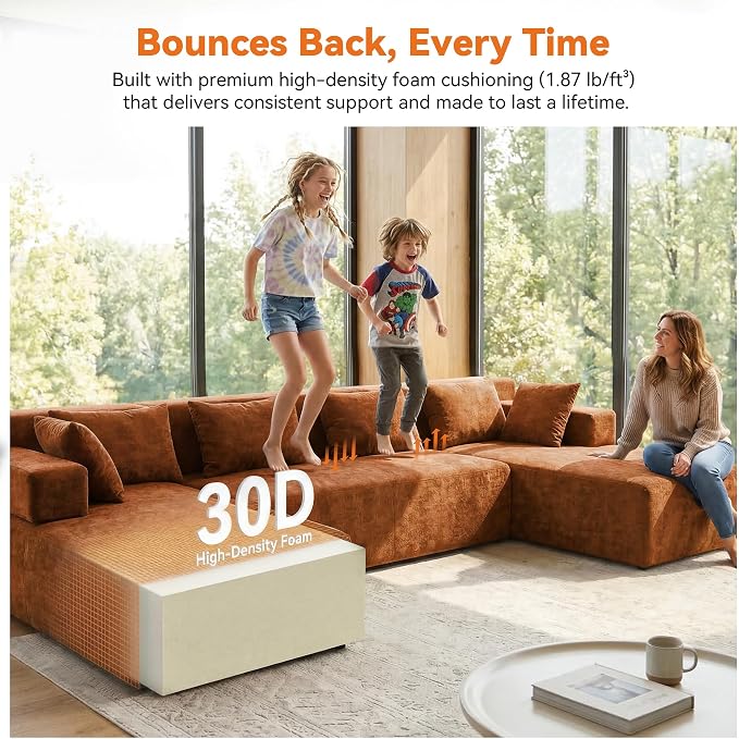 MONVANE 141" U Shaped Cloud Sectional Couch - Image 7