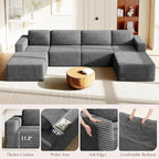 Vesgantti 159" Large Modular Sectional Sofa, U-Shaped Corduroy Cloud Couch - Image 9