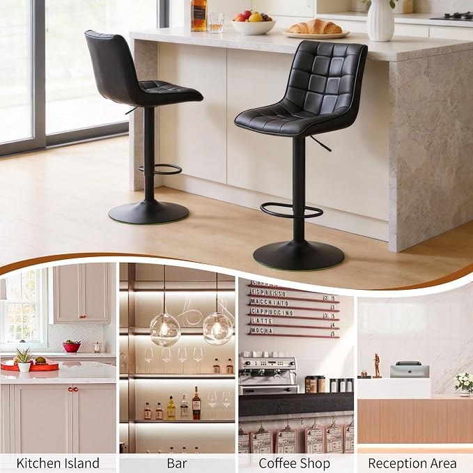 FIRAVOE Bar Stools Set of 4, Adjustable Counter Height Bar Stools 24"-33" - Image 6
