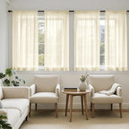 MIULEE Light Cream Sheer Curtains 63 Inches Long 4 Panels 42 x 63 Inches | by MIULEE