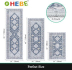 HEBE Boho Kitchen Rugs Set of 3, Non Slip Washable Kitchen Mats - Image 2