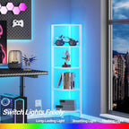 TUTOTAK Corner Shelf with LED Light, 5-Tier Corner Bookshelf - Image 3