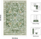 Yamaziot Washable 2x3 Area Rugs Small Entryway Non Slip Rug, Sage Green | Soft - Image 2