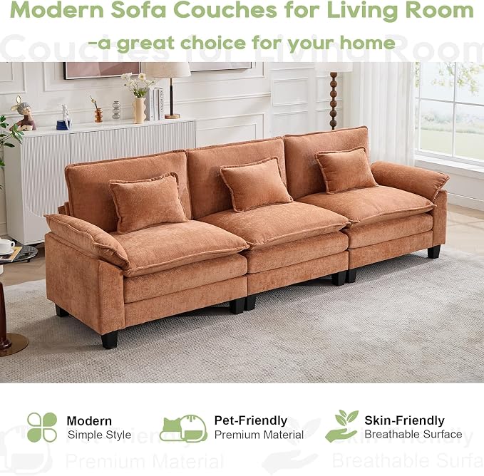 Oprisen 120" Modular Sectional Sofa, Comfy Cloud Couch Sectional, Chenille Sofa - Image 7