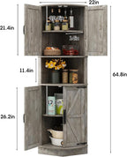 Vabches 64.8" Tall Farmhouse Corner Cabinet - Image 2