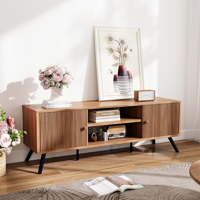 COMHOMA TV Stand for Living Room, Mid Century Modern Entertainment Center for - Image 2