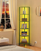 TUTOTAK Corner Shelf with LED Light, 6-Tier Corner Bookshelf - Image 3