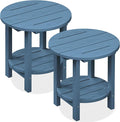 SERWALL Round Outdoor Side Table Set of 2, HDPE Small Adirondack Double End by SERWALL