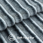 decorUhome Fall Faux Fur Throw Pillow Covers 16x16 Set of 2 Blue Grey | - Image 3