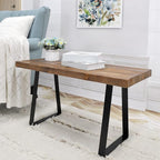 Home Soft Things Natural Old Pine Wood Rectangle Entryway Bench, Sturdy Hand - Image 7