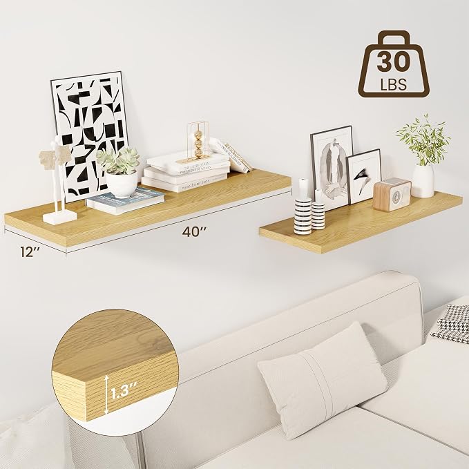 Dreamland 40" Floating Shelves for Wall, Wall-Mounted Shelves for Bedroom - Image 4