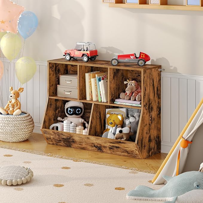 HOOBRO Kids Bookshelf, Bookcase Footboard, Toy Storage Cubby, 35.4" L - Image 2
