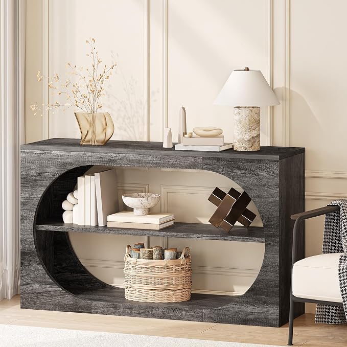 Console Table, 55-Inch Entryway Tables 3-Tier Wood Narrow Sofa Tables - Image 6