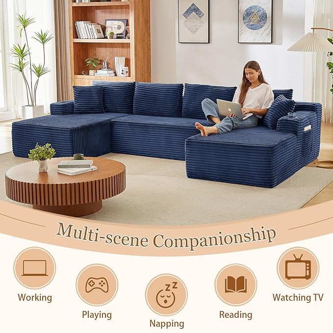 134 Inch Modular Sectional Sleeper Sofa, Boneless Cloud Couch - Image 6