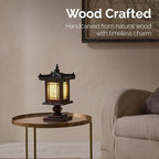 Traditional Korean Wood Lamp | Handmade Asian Oriental Table Lantern | Bedside - Image 2