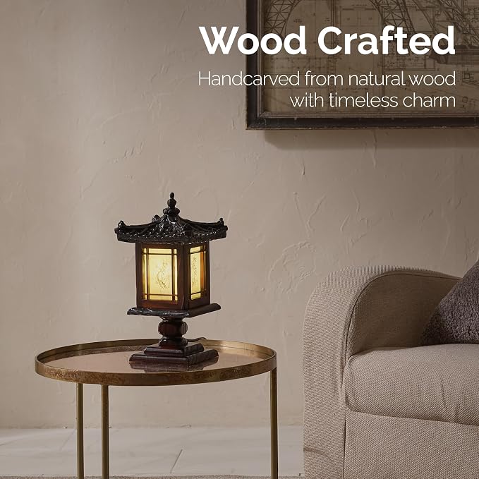 Traditional Korean Wood Lamp | Handmade Asian Oriental Table Lantern | Bedside - Image 2