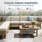 PHI VILLA Wicker Patio Furniture Set, Outdoor Sectional Couch - Image 2