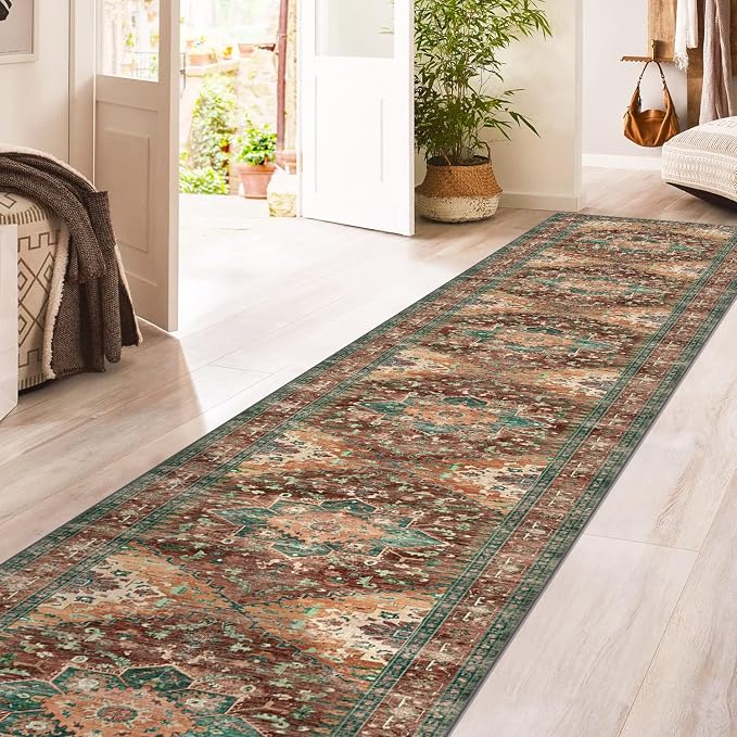 Yamaziot Washable Runner Rug, Low Pile, Soft Distressed Floor Carpet - Image 5