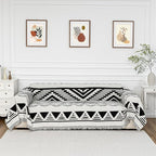 MYSKY HOME Sectional Couch Cover Black Boho Geometric Sofa Covers by MYSKYHOME